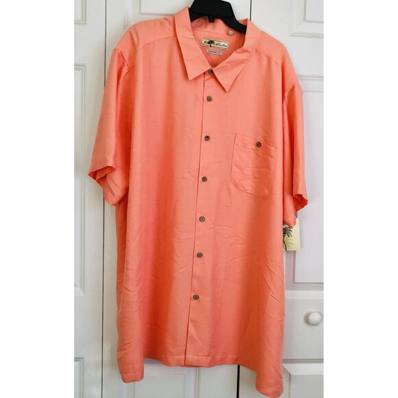 Joe Marlin Hawaiian Shirt MEN'S PINK SZ. 4X SHORT SLEEVE COLLARED NECK BUTTON UP - Picture 1 of 5